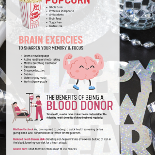 Health Benefits of Popcorn, Brain Exercises, Blood Donor